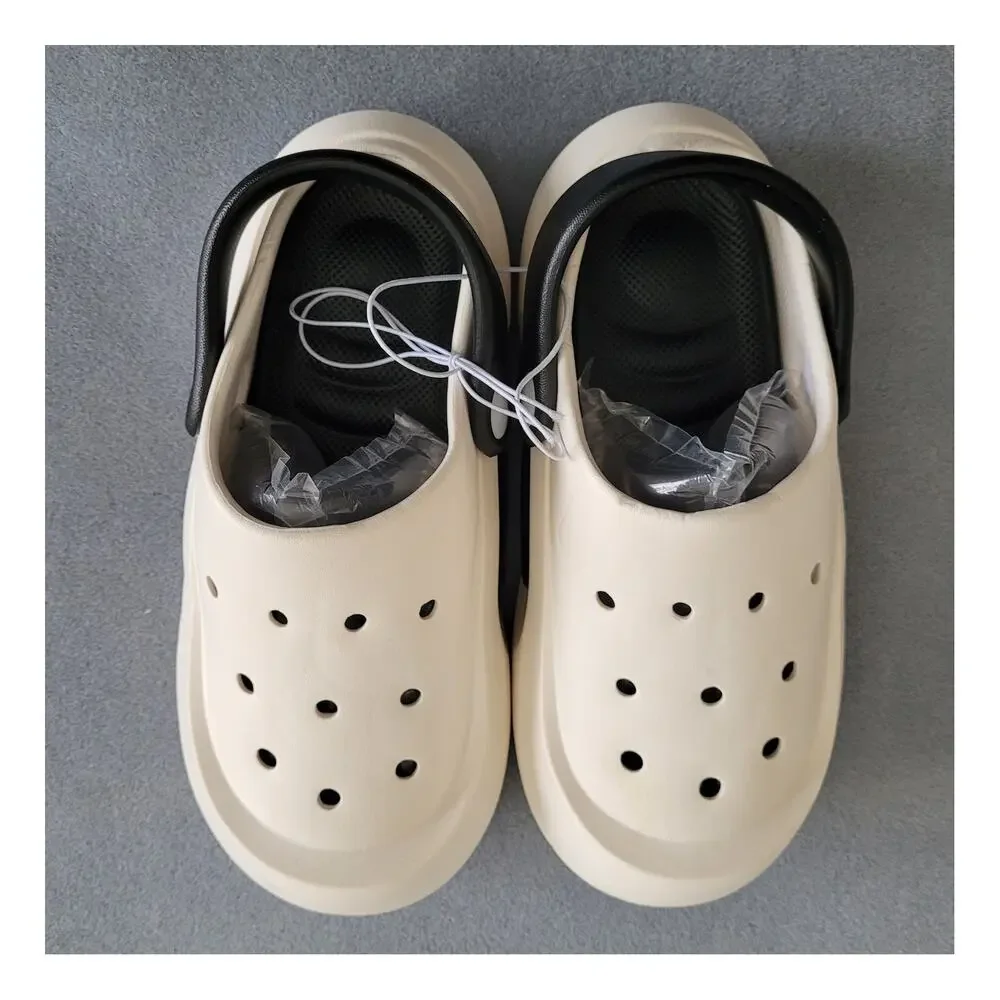 Classic Clog Styling Kids Shoes White w/Black -- Sz 13